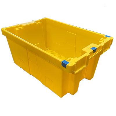 60 X 40 X 27.5cm HDPE Yellow Plastic Moving Crate Nestable Plastic Crates