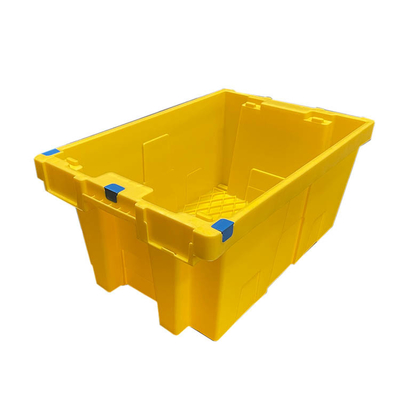 Yellow HDPE Plastic Moving Crate 60 X 40 X 27.5cm Nestable Reusable