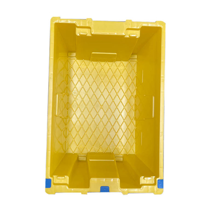 Yellow HDPE Plastic Moving Crate 60 X 40 X 27.5cm Nestable Reusable
