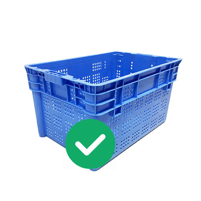 Virgin PP HDPE Seafood Stackable Storage Crates 70Kg Load Nestable Plastic Crates
